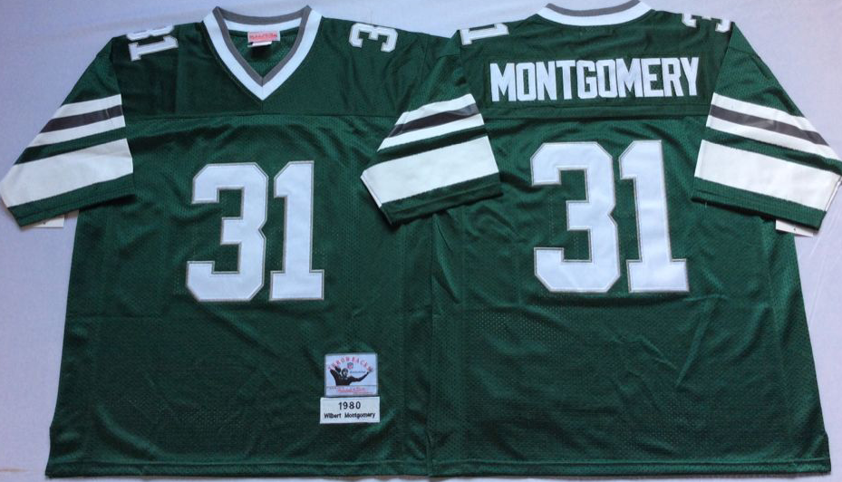 Men Philadelphia Eagles 31 Montgomery green Mitchell Ness jerseys
